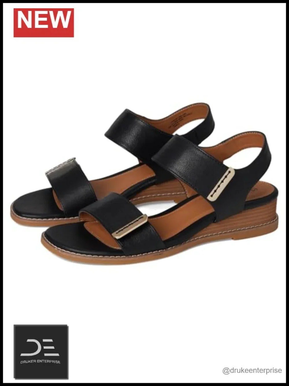 Eurosoft Women's Mallory Casual Wedge Sandals Faux Leather Hook & Loop